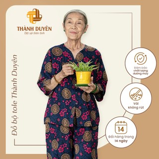 Đồ bộ Tole cho bà mặc nhà Thành Duyên hoa, cổ tàu, tay lỡ, quần dài, thoáng mát(03-23) - 1579TLD
