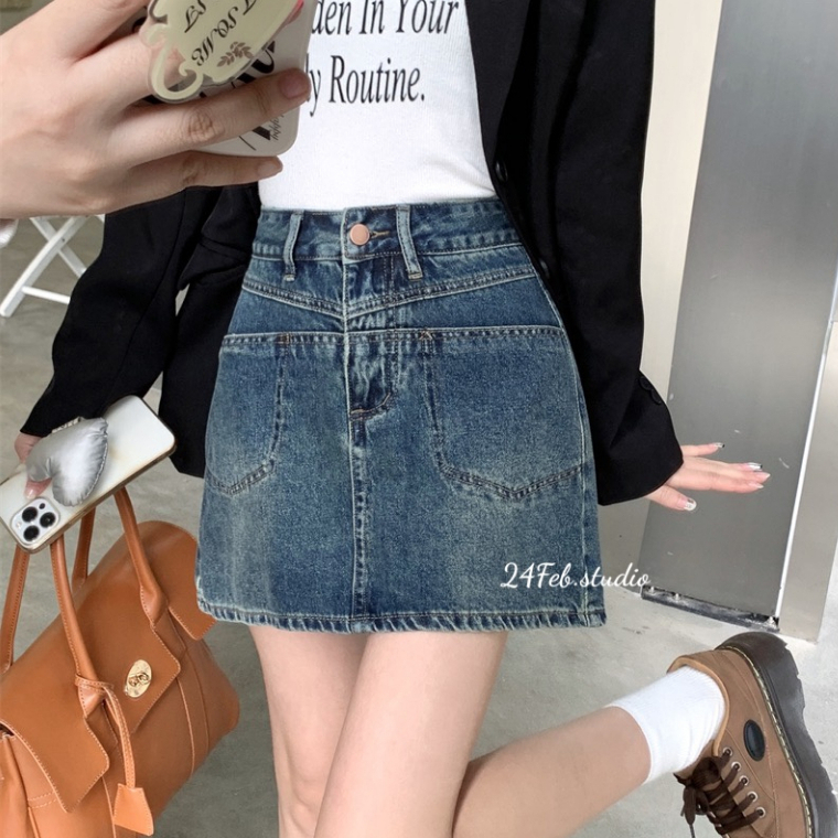 Chân váy jean dáng chữ A phong cách ulzzang Hàn Quốc 24Feb.studio VAH07 6928
