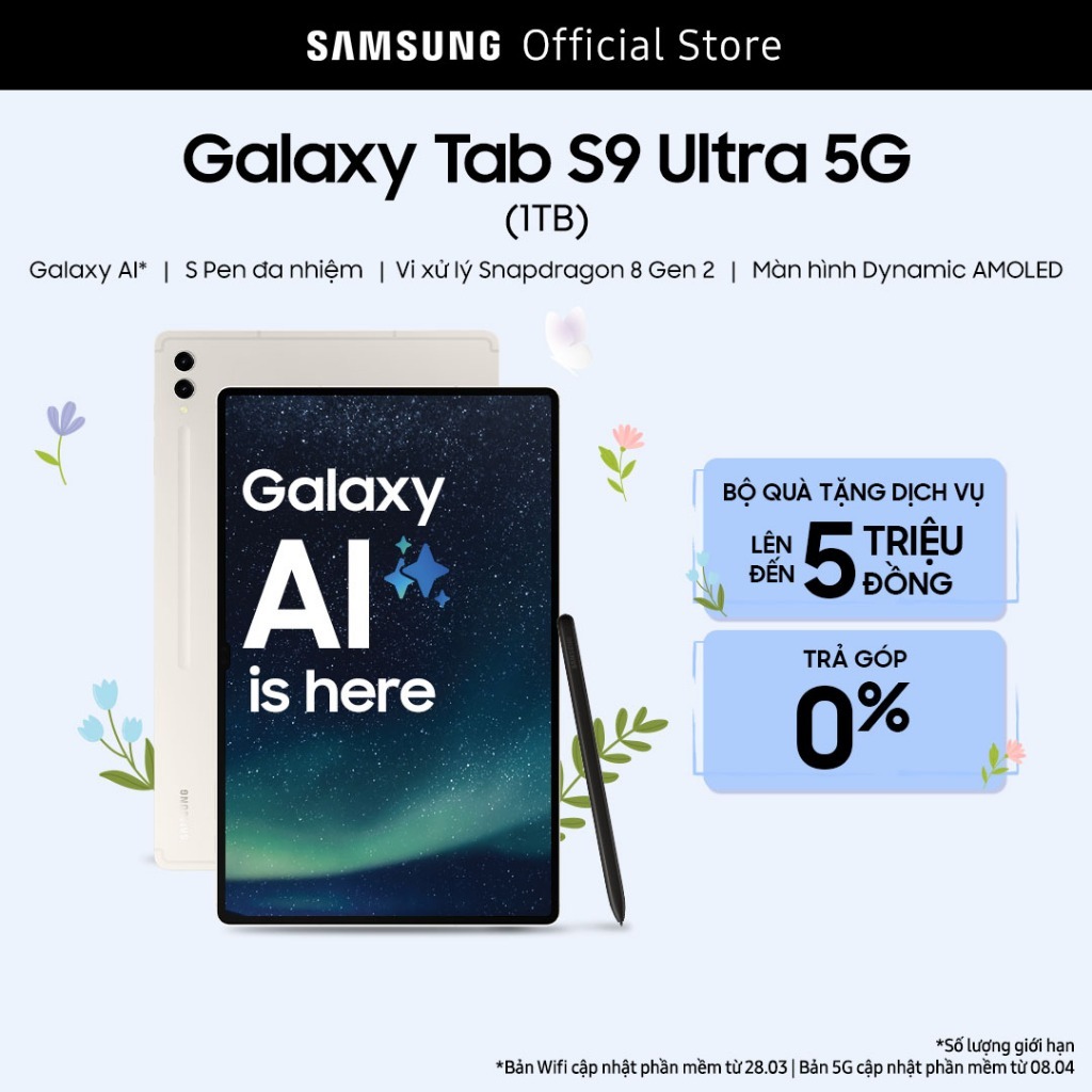[Mã ELBSMG04 giảm 8% đơn 500K] Máy tính bảng Samsung Galaxy Tab S9 Ultra 5G 1T