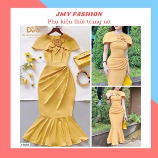 V4056 Váy vàng body dự tiệc đuôi cá [Dolce Viva Colection (DVC)] váy body đính hoa thiết kế sang chảnh