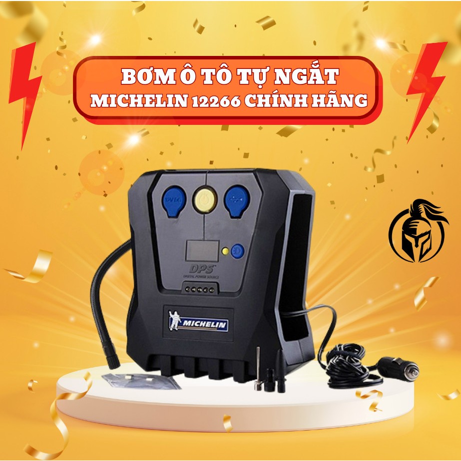 Bơm Lốp MICHELIN 12266 -CHÍNH HÃNG - Bơm Lốp Cao Cấp Đa Năng Tự Ngắt MICHELIN Cho Ô Tô Xe Máy Kèm Bộ