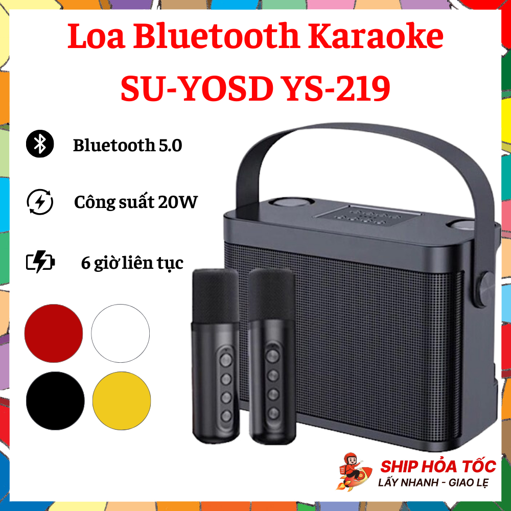 Loa Karaoke Kèm Micrro Bluetooth YS-219, Âm Thanh Sống Động, Chống Nước IPX7, Khử Tiếng Vang, Bảo Hành 12 Tháng