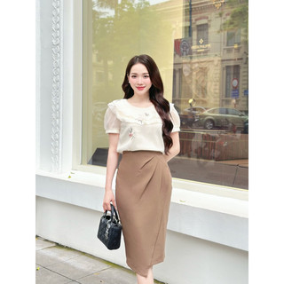 Chân váy bút chì vạt lệch tia nắng