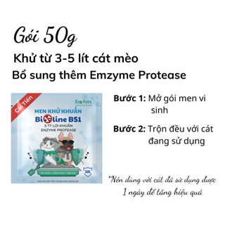  Combo 3 men vi sinh khử mùi cát mèo Ecopets HN BIOLINE BS1 diệt mầm bệnh mùi hôi phân nước tiểu 50gr 
