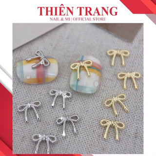 Charm Nơ đính móng siêu xinh - Set charm nơ bạc vàng trang trí móng tay nghệ thuật