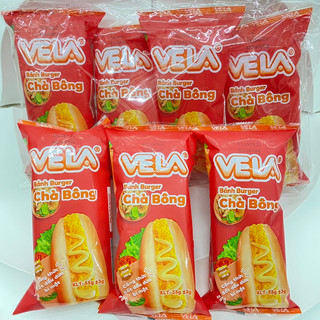 Bịch 10 chiếc bánh mì VELA - bánh Hamburger, Burger chà bông, socola, kem trứng các vị 55g