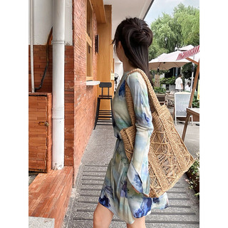 đầm tay dài cột eo phối màu koreastyle