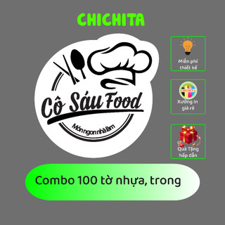 Combo 100 tờ tem nhựa, tem trong chichita in theo yêu cầu