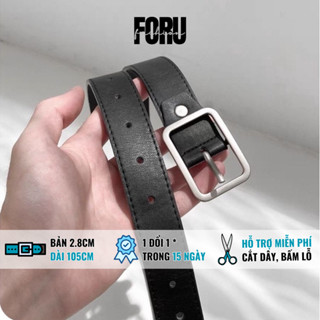 Thắt lưng bản nhỏ Foru màu đen nhiều mẫu đơn giản, dây nịt unisex chất liệu da PU cho nam nữ TL12