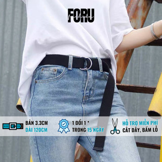 Thắt lưng vải canvas Foru mặt chữ D màu bạc, dây nịt lưng vải dù unisex nhiều màu TL13