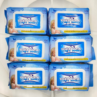 Giấy ướt VIỆT NGA - khăn giấy ướt cho bé không mùi, kháng khuẩn - khăn ướt bịch 100 tờ
