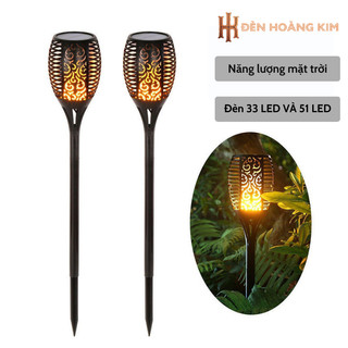 Đèn led ngọn lửa năng lượng mặt trời cắm đất trang trí sân vườn ánh sáng vàng