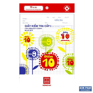 Giấy kiểm tra -giấy kiểm tra kẻ ngang hồng hà-giấy kiểm tra cấp 1, cấp 2 hồng hà 4919, 4933