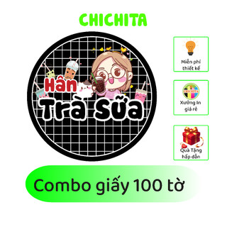 Combo 100 tờ a3 - in tem giấy cán bóng chichita bế theo yêu cầu