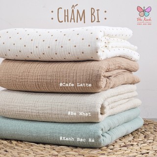 Vải Xô Muslin 2 lớp Siêu Mềm họa tiết Chấm Bi may khăn tã cho bé