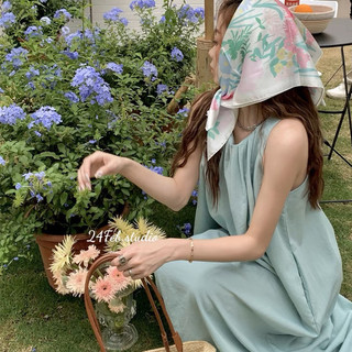 Váy nữ dáng xuông sát nách xếp li cổ phong cách vintage Hàn Quốc 24Febstudio VN33