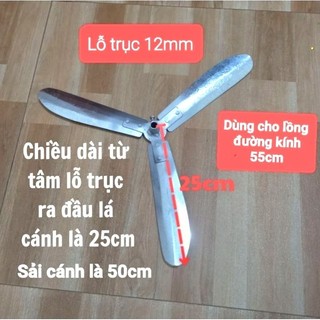 Cánh Quạt sắt công nghiệp cỡ sải cánh 50cm trục 12mm dùng cho môtơ máy giặt