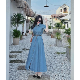 Đầm jeans xòe dài 390 DAM012