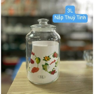 Hũ tròn 3 lít nắp đậy thủy tinh , bình thủy tinh 3 lít tròn