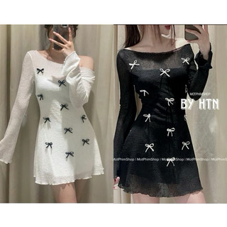 Đầm body lưới đính nơ bigsize 60-90kg