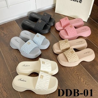 Dép sandal quai ngang nữ miumiu đế cao 5cm mã DDB-01