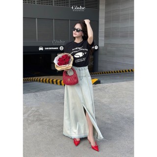 Coshe Chân Váy Jean Dài Midi Phong cách, Chân Váy Dài Cạp Cao Tôn Dáng