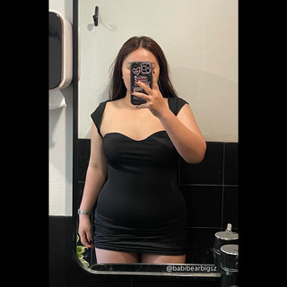 [BABIBEARBIGSZ] ĐẦM TAY NGẮN BODY VẢI GÂN BIGSIZE 60-90KG