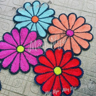 Thảm lau châm thảm trang trí hoa cúc size 60cm thảm phòng khách thảm phòng ngủ