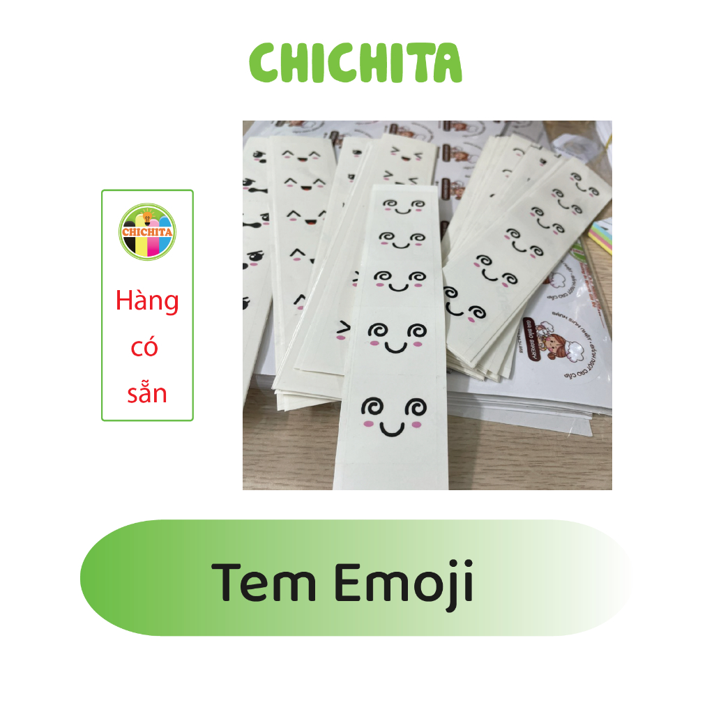 Set 10 -  6 tem cảm xúc trong suốt, emoji, mặt vui CHICHITA