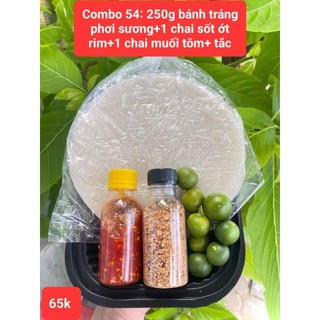 Combo 54 : 250g bánh tráng phơi sương+1 chai sốt ớt rim+1 chai muối tôm + tắc