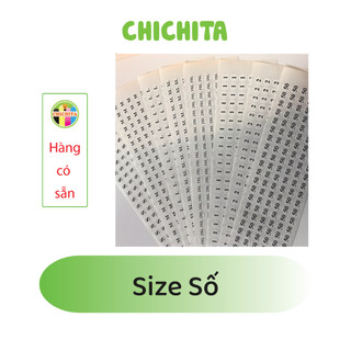 (Có sẵn) 150 tem size số quần áo giầy dép size 1cm CHICHITA