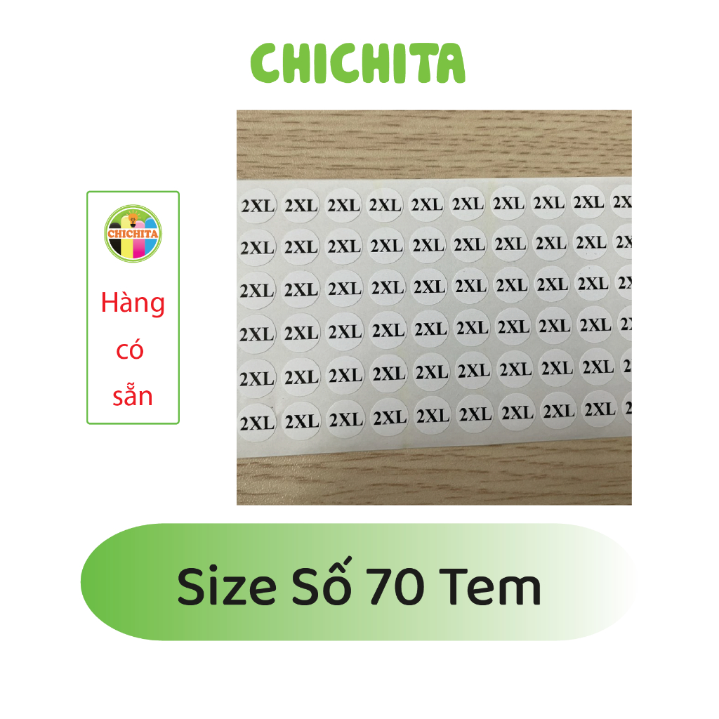 [MUA 10 TẶNG 1] (Có sẵn) 70 Tem dán size quần áo CHICHITA