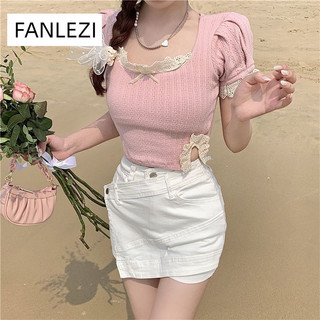 Áo croptop tiểu thư phối ren xẻ bên ren@@