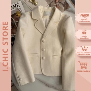 Ichic - áo dạ cổ vest a021 dáng ngắn phối sang chảnh