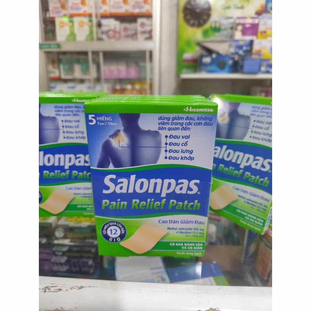 Miếng dán Salonpas Pain Relief Patch Hisamisu hộp 3 miếng màu da (tem công ty)