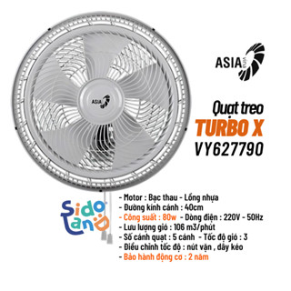 [HCM HOẢ TỐC] Quạt treo tường ASIA TURBO X mạnh mẽ công suất 80W 5 cánh - BH chính hãng 24 tháng