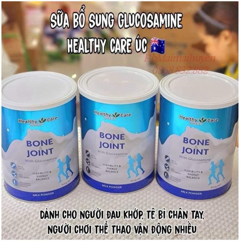 Sữa Bổ Xương Khớp Bone &amp; Joint Glucosamin của Healthy Care Úc lon 600g