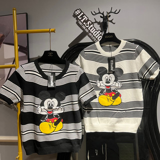 Áo len cổ tròn mongtoghi hoạ tiết mickey kẻ ngang 515