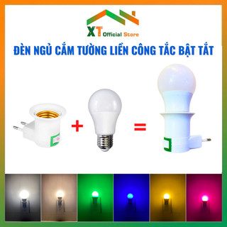 Bóng Đèn Ngủ Đui Xoáy E27 Có Công Tắc Bật Tắt 3W,Đèn Ngủ Cắm Ổ Điện Gắn Tường Trắng,Vàng,Xanh,Hồng