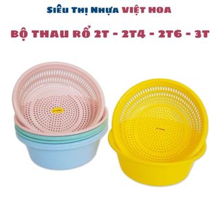 Bộ thau rổ size nhiều size, bộ thau rổ kiểu nhựa chính phẩm PP, Bộ Thau Rổ Kiểu Vĩ Hưng
