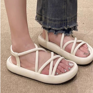  Giày Sandal Nữ BR XI Quai Hậu Đế Bằng Cao 3cm Quai Mảnh Chéo Mũi Tròn hot trend mới đi chơi đi biển xinh đẹp
