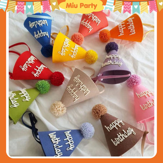 Nón Nỉ Sinh Nhật Phong Cách Hàn Quốc, Mũ HAPPY BIRTHDAY Cho Bé - Miu Party
