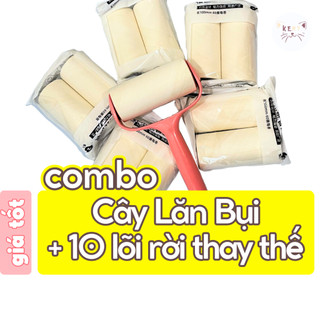 Combo lăn bụi 1 cây lăn + 10 cuộn lõi | Combo cây lăn quần áo, lông chó mèo