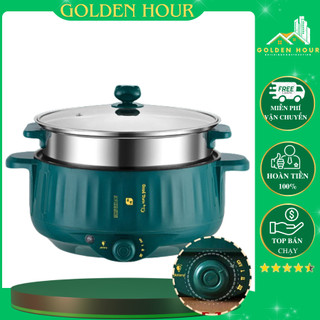 Nồi lẩu điện đa năng 2 tầng size 30cm công suất 1000w kèm giá hấp inox, Nồi lẩu đa năng 2 tầng