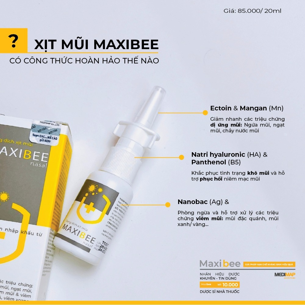 Xịt mũi Maxibee lọ 20 ml dung dịch giảm khô mũi, sổ mũi, xoang an toàn cho bé, người lớn chính hãng 