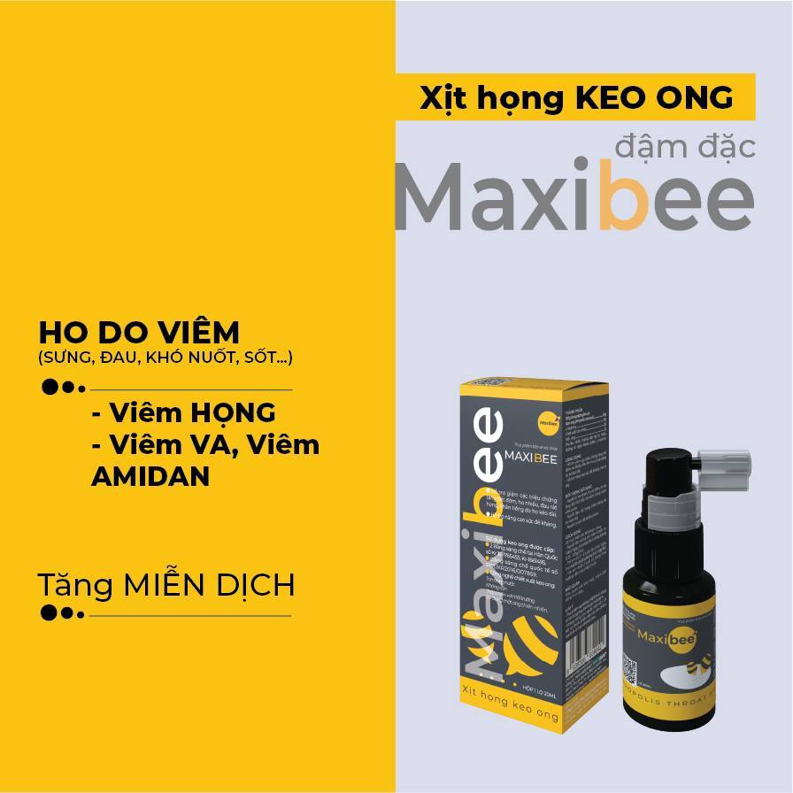 Xịt họng keo ong Maxibee - Giảm ho, giảm đau rát họng, giảm ngứa họng cho trẻ em và người lớn - Chai