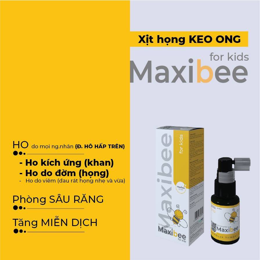 Xịt họng keo ong Maxibee Kids Giảm ho, giảm khò khè, giảm đau họng, tăng miễn dịch cho bé