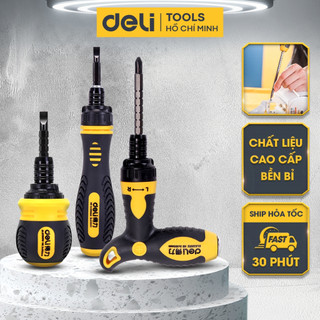 Tua Vít Trợ Lực Hai Đầu Đa Năng Chính Hãng DELI - Đầu Vít PH2 2 Cạnh Và 4 Cạnh Tháo Rời - Tay Cầm Chống Trơn Trượt