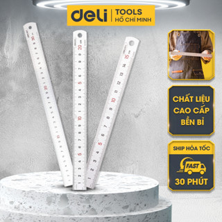  Thước Kẻ Thép Deli Cao Cấp - Kích Thước 15cm Nhỏ Gọn Tiện Lợi - Chất Liệu Chống Mòn Gỉ 