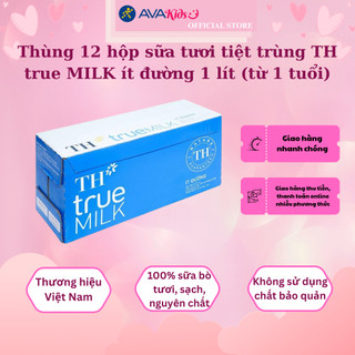 Thùng 12 hộp sữa tươi tiệt trùng ít đường TH true MILK hộp 1 lít